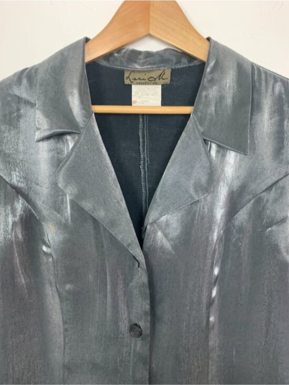 Vintage Laura M Silver Metallic Blouse - Picture 3 of 7
